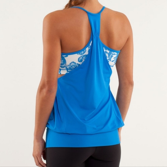 Lululemon No Limits Tank Beaming Blue / Laceoflage Polar Cream Beaming Blue - Picture 2 of 16